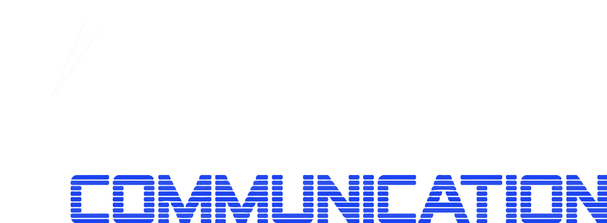 logo communication en bleu