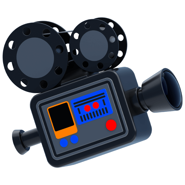 Icône caméra avec bobine service vidéo Stardust Communication