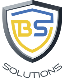 Logo TBS Solutions bouclier bleu — création graphique et création web par Stardust Communication