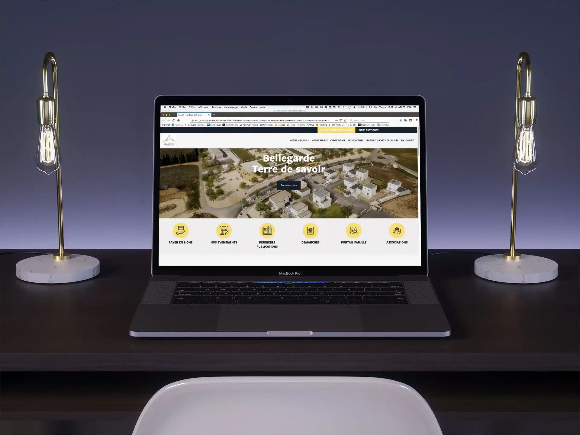 Mock up site de la mairie de Bellegarde dans le Gard — création web Stardust Communication