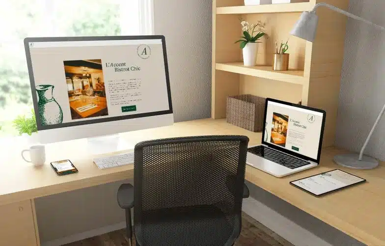 Mock up site web restaurant L'Accent Nîmes — création web Stardust Communication