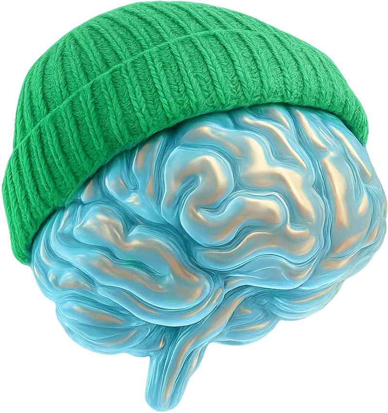 Cerveau 3D vert Cerebro — l'assitant intelligence artificielle Stardust Communication