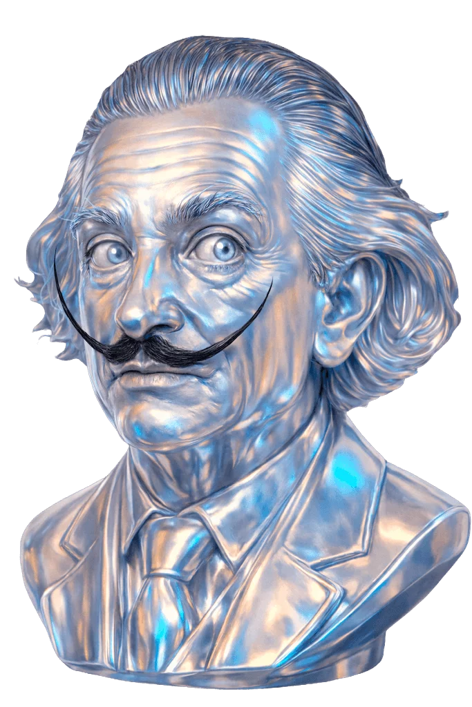Buste de Dalílo stylisé en 3D — mascotte créative Stardust Communication